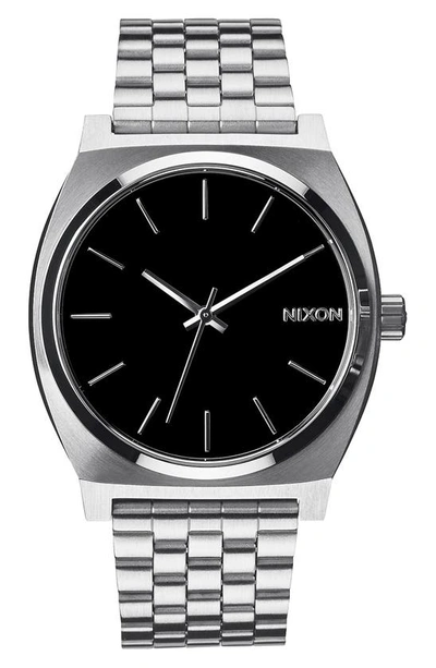 Nixon 'the Time Teller' Stainless Steel Bracelet Watch, 37mm In Black/ Silver
