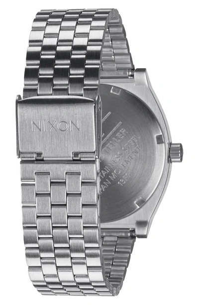 Nixon 'the Time Teller' Stainless Steel Bracelet Watch, 37mm In Black/ Silver