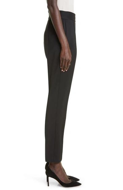 Shop Carolina Herrera High Waist Wool Stretch Skinny Pants In Black