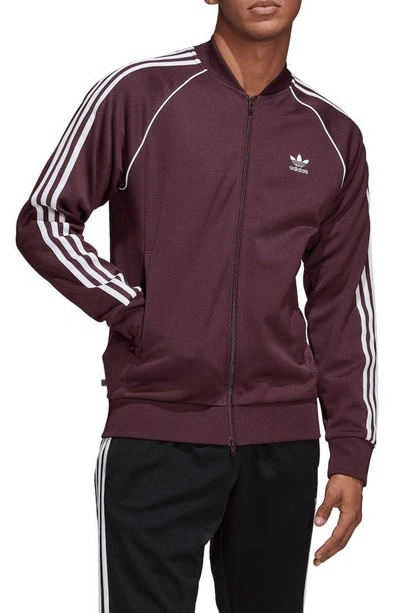 Shop Adidas Originals Adicolor Classics Superstar Track Jacket In Shadow Maroon/ White