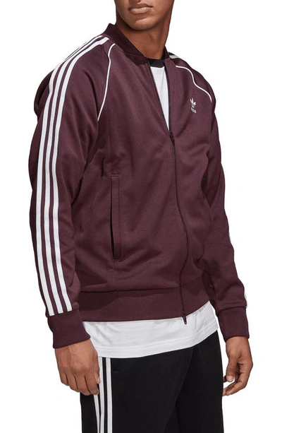 Shop Adidas Originals Adicolor Classics Superstar Track Jacket In Shadow Maroon/ White