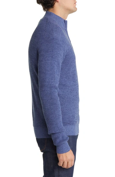 Shop Peter Millar Crown Kitts Quarter-zip Cotton Blend Sweater In Nordic Blue