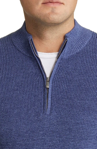 Shop Peter Millar Crown Kitts Quarter-zip Cotton Blend Sweater In Nordic Blue