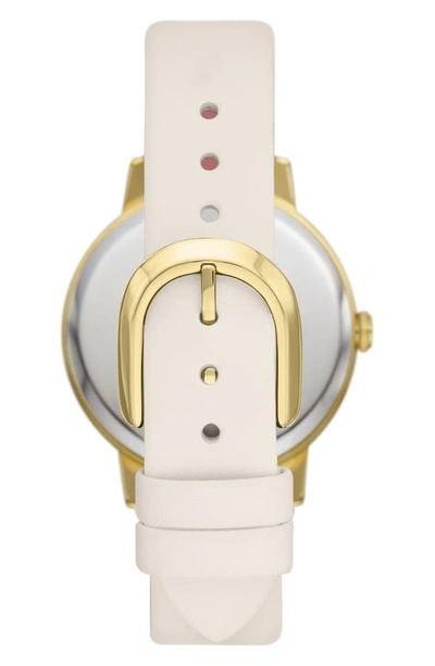Shop Kate Spade Metro Leather Strap Watch, 34mm In Gold/ Cream