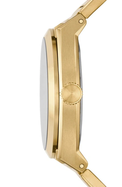 Fossil Men's Everett Three-hand Date Gold-tone Stainless Steel Bracelet Watch, 42mm In Gold
