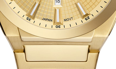 Fossil Men's Everett Three-hand Date Gold-tone Stainless Steel Bracelet Watch, 42mm In Gold
