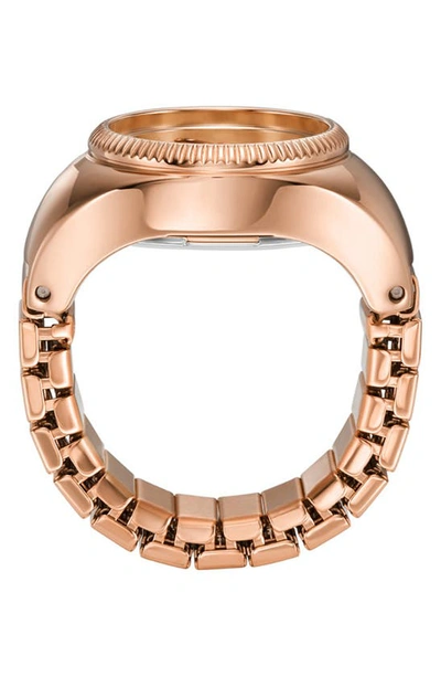 Fossil Women's Ring Watch Two-hand Rose Gold-tone Stainless Steel Bracelet Watch, 15mm In Rose Gold