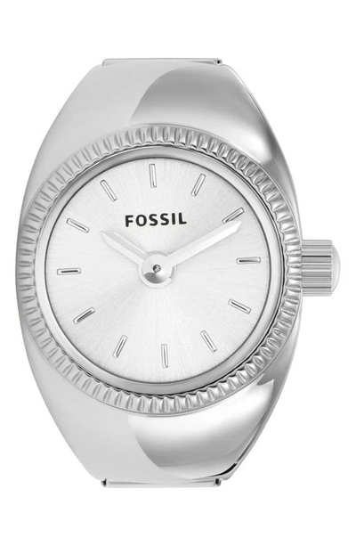 Fossil Women's Ring Watch Two-hand Silver-tone Stainless Steel Bracelet Watch, 15mm In Silver