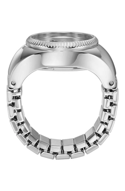 Fossil Women's Ring Watch Two-hand Silver-tone Stainless Steel Bracelet Watch, 15mm In Silver