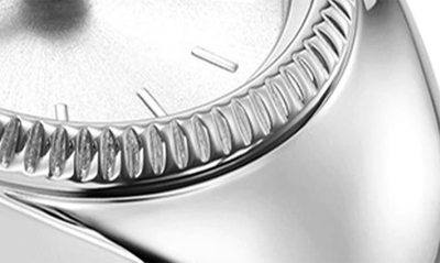 Fossil Women's Ring Watch Two-hand Silver-tone Stainless Steel Bracelet Watch, 15mm In Silver