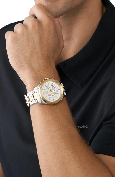 Shop Michael Kors Brecken Chronograph Bracelet Watch, 45mm In 2-tone Silver/ Gold