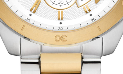 Shop Michael Kors Brecken Chronograph Bracelet Watch, 45mm In 2-tone Silver/ Gold