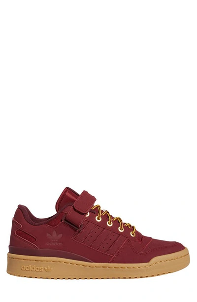 Shop Adidas Originals Forum Low Sneaker In Burgundy/ Maroon/ Gum 3