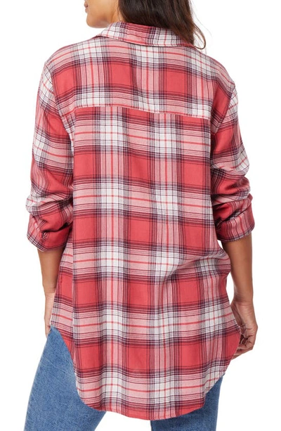 Shop C&c California Kyle Plaid Tunic Shirt In Mineral Red