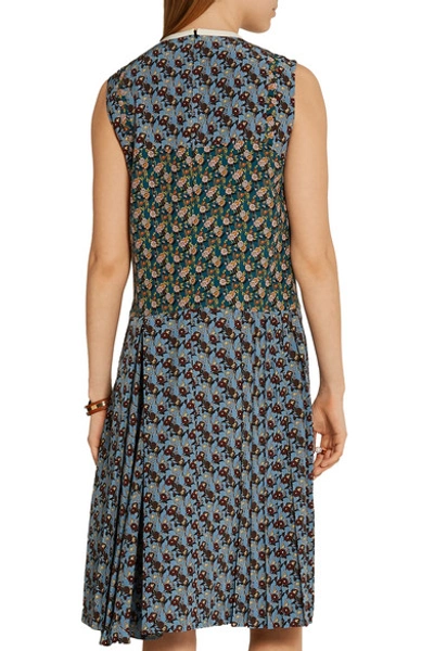 Shop Marni Paneled Printed Silk Crepe De Chine Dress