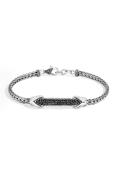 Shop John Hardy Asli Classic Chain Pavé Station Bracelet In Silver/ Black Sapphire/ Black