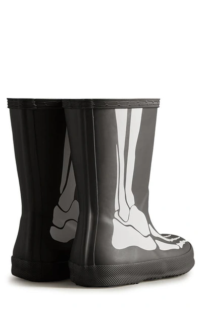 Shop Hunter Kids' Original First Classic Skeleton Print Waterproof Rain Boot In Black