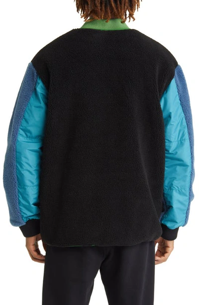 Shop Ambush Fleece Liner Varsity Jacket In Black Valiant Poppy