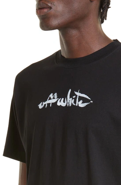 Shop Off-white Oversize Paint Script Graphic Tee In Black/ White