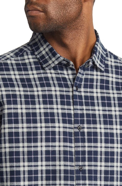 Shop Oliver Spencer Clerkenwell Tab Regular Fit Plaid Organic Cotton Button-up Shirt In Blue