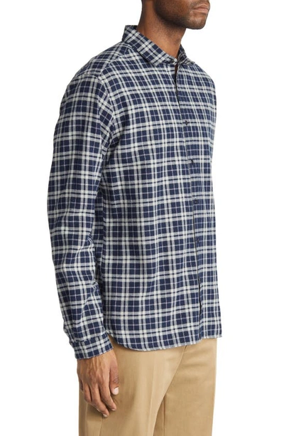 Shop Oliver Spencer Clerkenwell Tab Regular Fit Plaid Organic Cotton Button-up Shirt In Blue