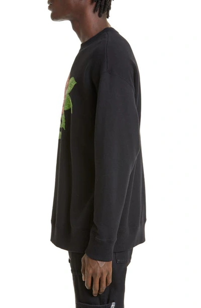 Shop Undercover Rose Cotton Graphic Sweatshirt In Black