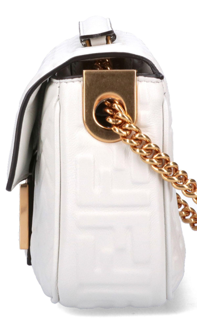 Shop Fendi Baguette Chain Midi Bag In Bianco