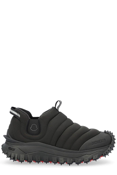Shop Moncler Logo Detailed Round Toe Sneakers In Black