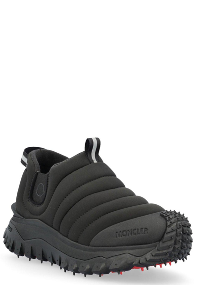 Shop Moncler Logo Detailed Round Toe Sneakers In Black