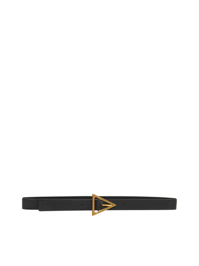 Shop Bottega Veneta Signature Triangular Buckle Belt In Black Gold