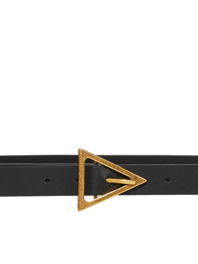 Shop Bottega Veneta Signature Triangular Buckle Belt In Black Gold