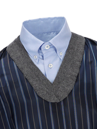 Shop Maison Margiela Spliced Oxford Buttoned Shirt In Blue/grey