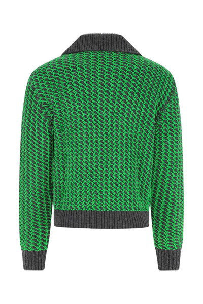 Shop Bottega Veneta Contrast-weave Polo Sweater In Thunder/parakeet