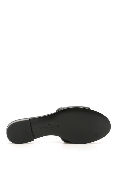 Shop Ferragamo Rhodes Leather Mules In Black