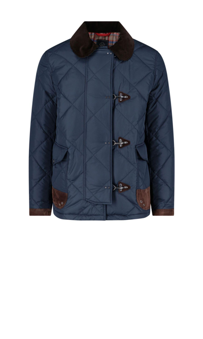 Fay Quilted 4 Hooks Jacket In Blu | ModeSens