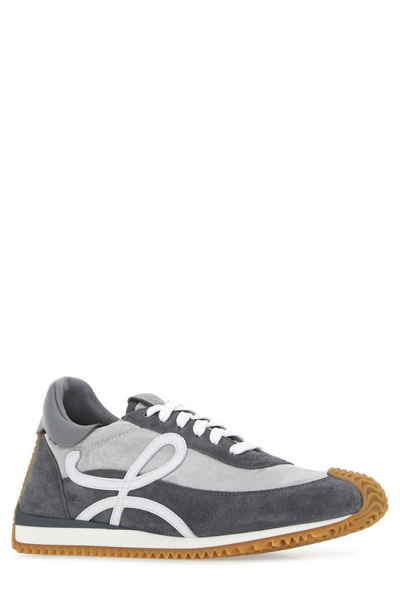 Shop Loewe Flow Runner Lace-up Sneakers In Silver/grey