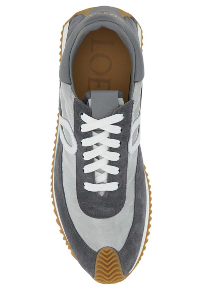 Shop Loewe Flow Runner Lace-up Sneakers In Silver/grey