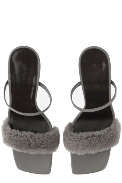 By Far Ada 100 Shearling Strap Sandals In Cem Cement
