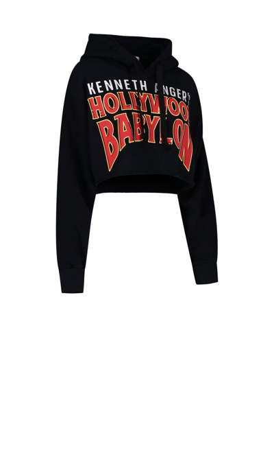 Gucci Hollywood Babylon-print Cotton Hoodie In Black | ModeSens