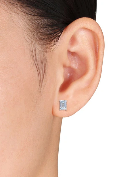 Delmar 2-piece Silver-tone Cz Stud Earrings & Necklace Set In Blue