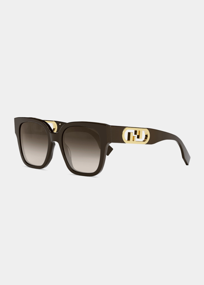 Shop Fendi Ff Square Acetate Sunglasses In Dark Brown Other