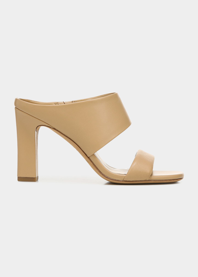 Shop Vince Quinn Leather Two Band Mule Sandals In Cappuccino
