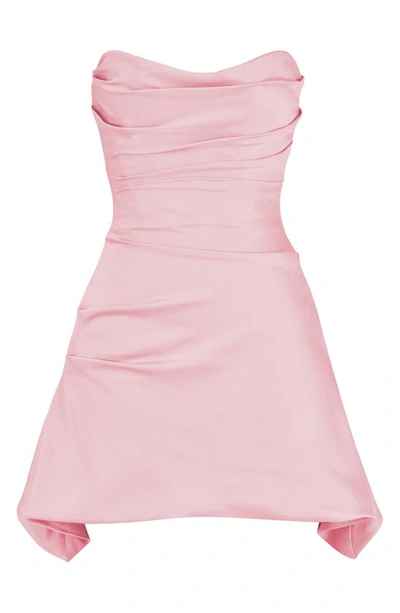 Shop House Of Cb Jasmine Strapless Satin Corset Dress In Rose Pink