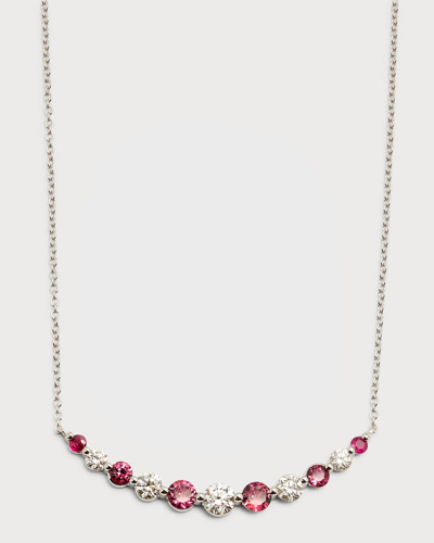 Shop Nm Diamond Collection 18k White Gold Round Ruby And Round Diamond Gh/si1 Smily Necklace, 18"l