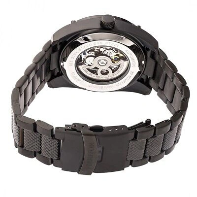 Pre-owned Heritor Automatic Daniels Semi-skeleton Men's Black Bracelet Watch Hr7402