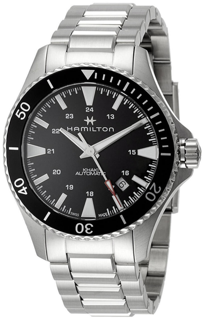 Pre-owned Hamilton Khaki Navy Scuba 40mm Auto Black Dial Men's Watch H82335131