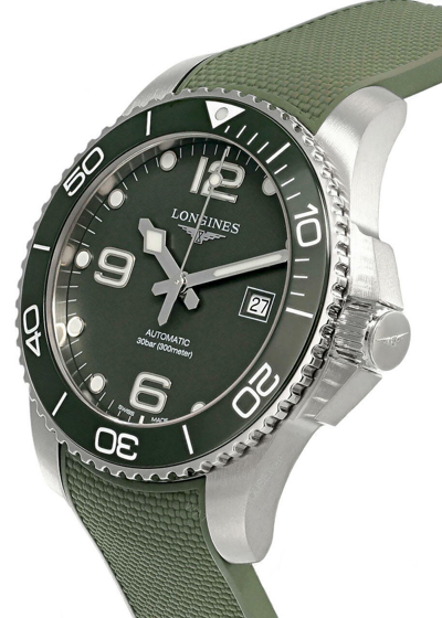 Pre-owned Longines Hydroconquest 41mm Auto Green Rubber Strap Men's Watch L3.781.4.06.9