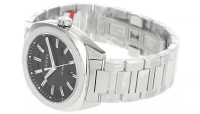 Pre-owned Gucci Gg2570 40mm Quartz Stainless Steel Blk Dial Men's Watch Ya142301