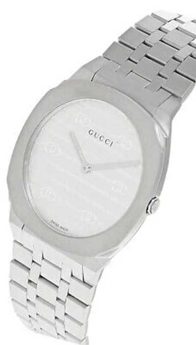 Pre-owned Gucci 25h Qtz Silver Dial 30mm Stainless Steel Women's Watch Ya163501