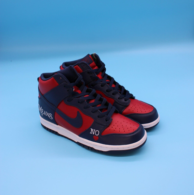 Pre-owned Nike Size 8.5- Sb Dunk High Supreme By Any Means Navy Red White High Top Sneakers